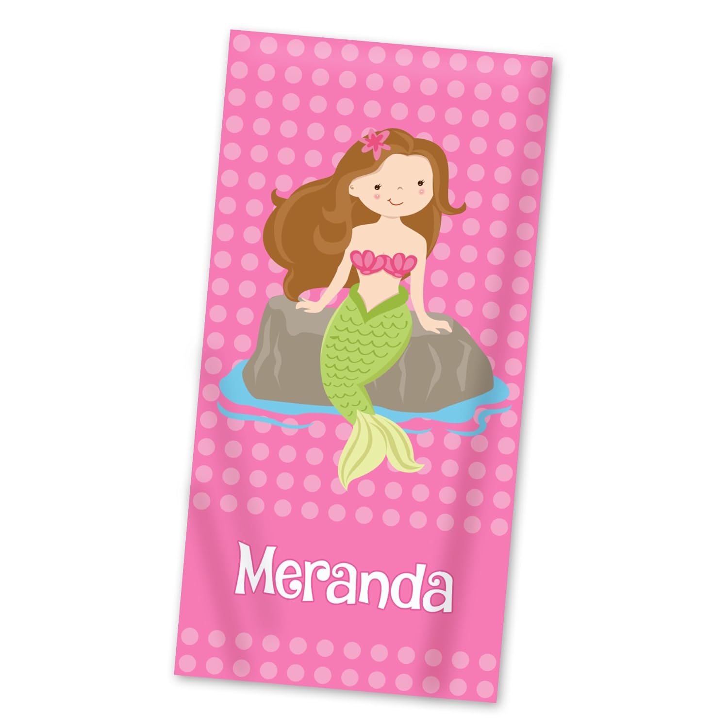 Mermaid Beach Towel Pink Polka Dots Girl Ocean Lightweight