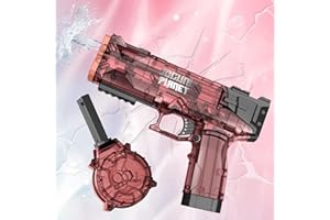 JOCUND PLANET Super Pulse Auto Water Gun – Electric Water Pistol with Simulated Recoil, One Reload 500 Rounds, 28-32 FT Range, IP67 Waterproof Squirt Gun, Swimming Pool Outdoor Water Fighting Toy for Kids (Red)