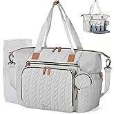 Tonyeee Diaper Bag Tote, Large Diaper Bags Waterproof, Hospital Bag for Labor Delivery, Baby Bag with Pacifier Case, Travel Diaper Tote with Changing Pad, Grey