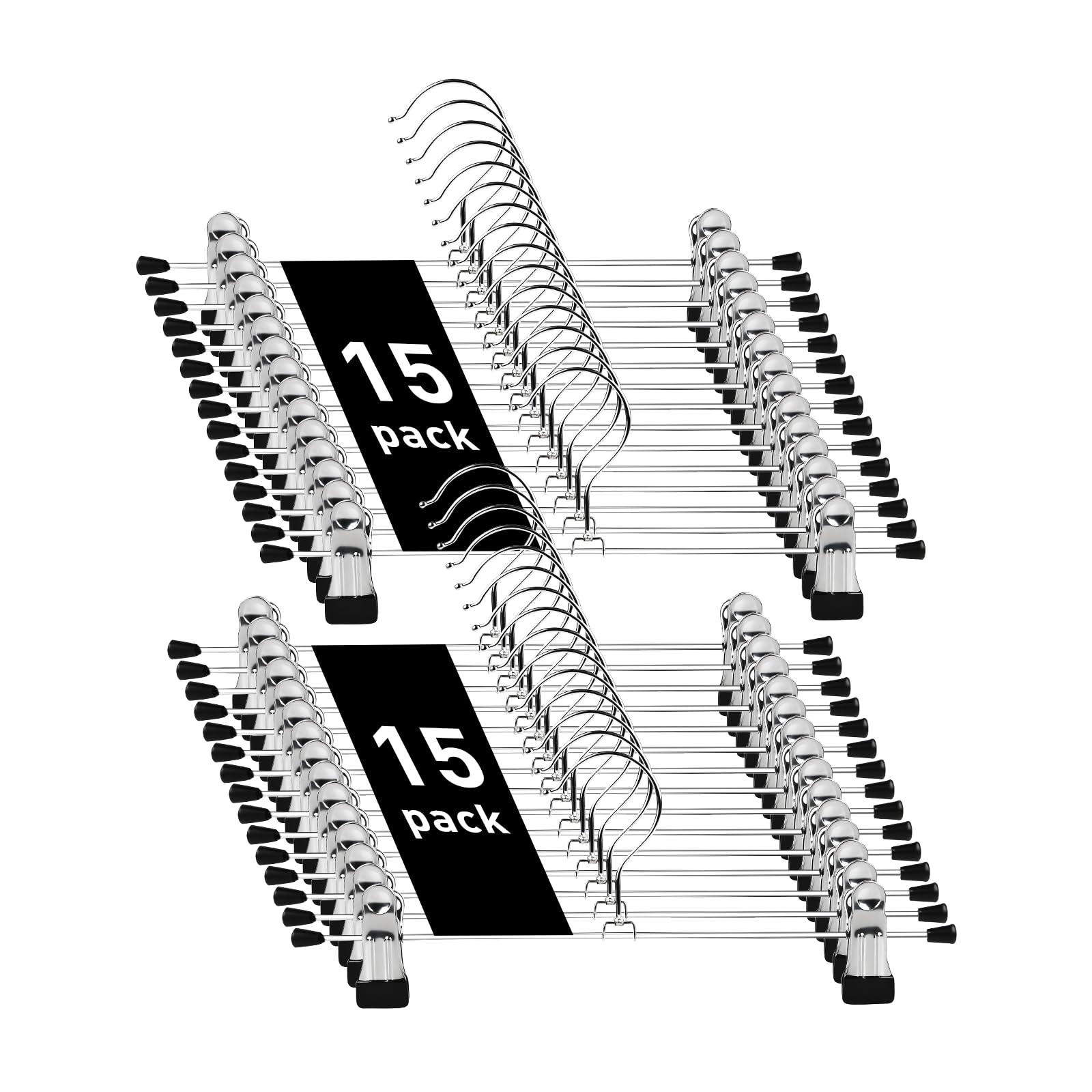 Trouser Hanger, WEIDMAX Pant Hangers 30 Pcs Space Saving Skirt Hangers with Clips Adjustable Non-Slip Coat Suit Skirt Hangers Heavy Duty Chrome Clothes Hangers Clothes Hook