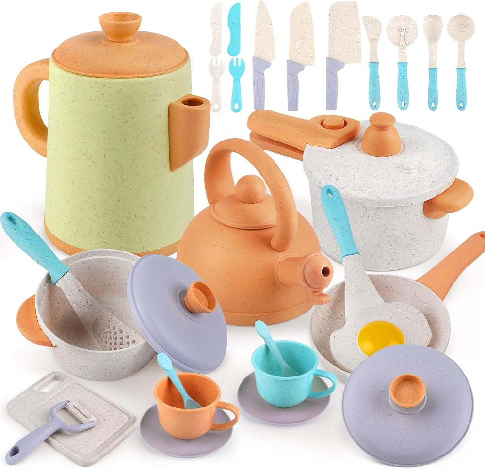 Dreamon Mud Kitchen Accessories Playset Kids Kitchen Pots Pans Toy Gift