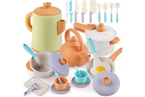 Dreamon Kids Play Kitchen Accessories, Pretend Play Cooking Toys Set, Cookware Pots and Pans Utensils Playset for Toddlers, Kids Kitchen Cooking Play Set Gifts for Boys Girls 3 4 5 6 Years Old