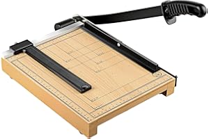 CreGear Paper Cutter, 12" Wood Guillotine Paper Trimmer, 12 Sheet Capacity, Heavy Duty Paper Slicer with Adjustable Guide, Safety Guard and Blade Lock