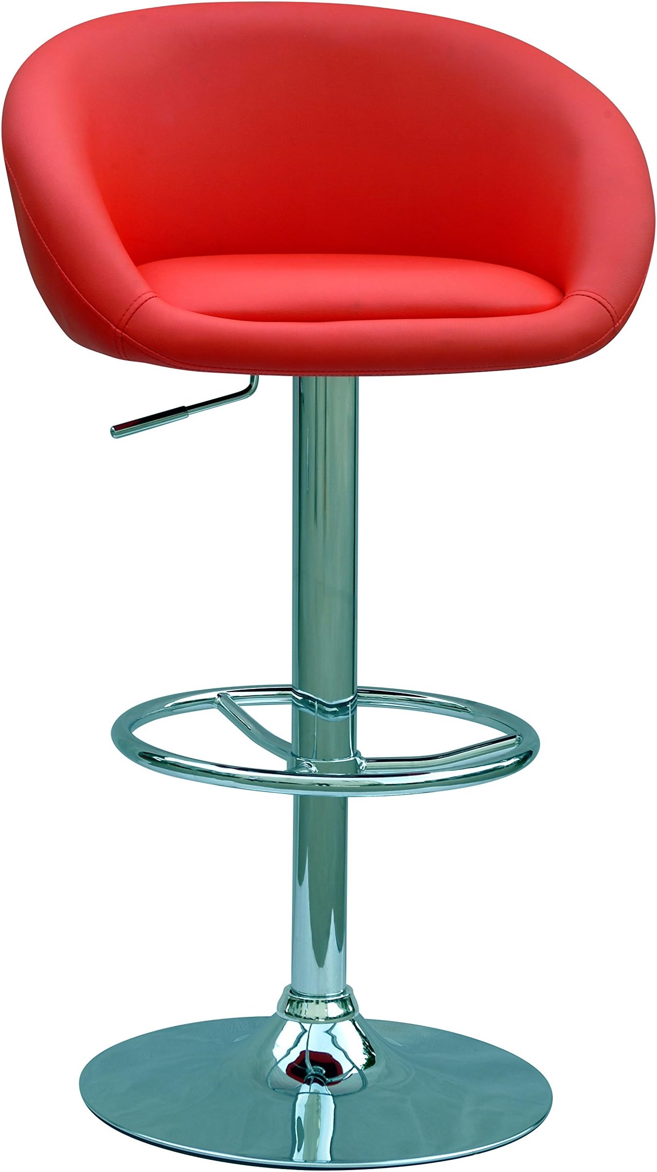 Chintaly Imports 0380 Pneumatic Gas Lift Adjustable Height Swivel Stool, Chrome/Red PU