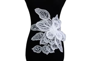 HHQ Handmade Rhinestones lace Applique Beads Sequins Trim Patches for Dress Clothes Accessories (WH-DH01) (WH-DH01)