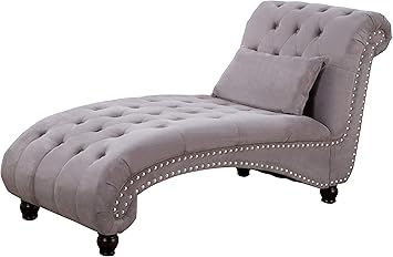Amazon Com Button Tufted Exquisite Large Chaise Lounge Chair Grey