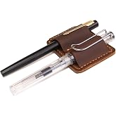Turbosnail Handmade Leather Pen Holder Clip Notebook Pen Loop Stylish, notebook pen pencil holder clip and Practical Pen Organizer (Brown)