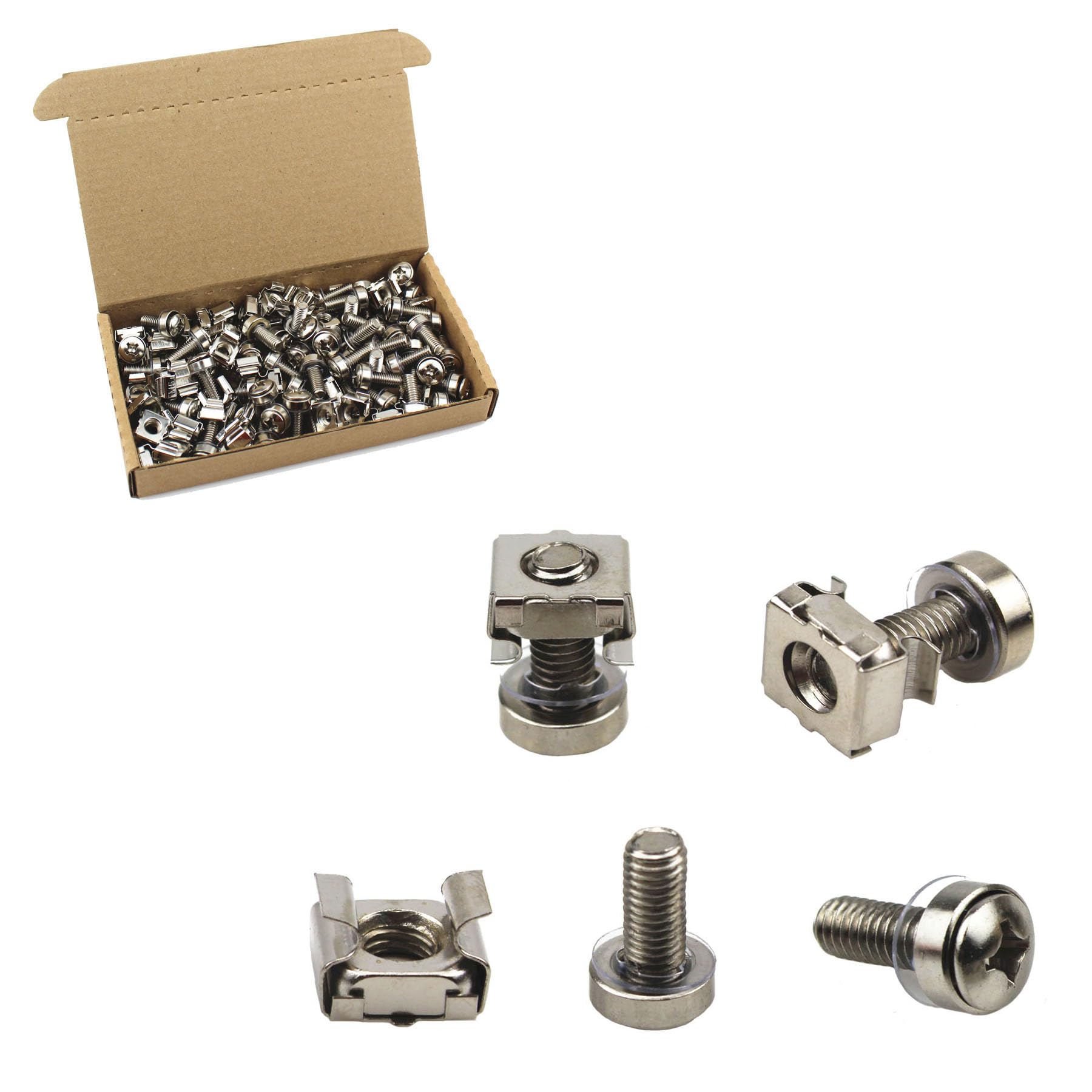 Gad2go 50 Pack Rack Mount Cage Nuts Screws and Washers Kit M6 x 20 mm Server Rack Screw and Cage Nut for Audio Server Shelves Cabinets,Silver