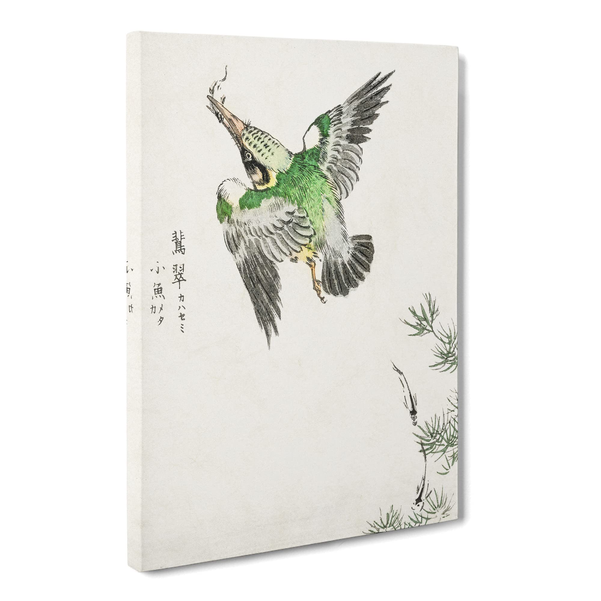 Japanese Common Kingfisher By Numata Kashu Canvas Print | Gallery Wrapped 30mm Frame Wall Art | 20x14 inches | Ready to Hang | Asian Bird Picture | Living Room Bedroom Lounge Office