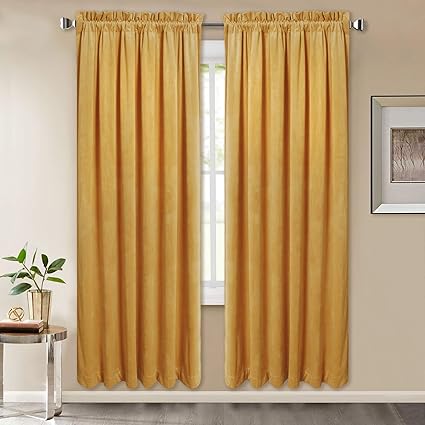 Amazon Com Home Decor Velvet Drapes Gold Super Soft Smooth