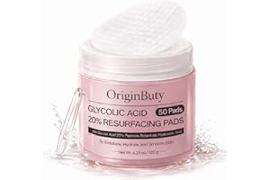 Glycolic Acid Pads 20%– 50 Exfoliating Pads, Gentle Chemical Peel for Face & Body, Refining Pores & Oil Control, Smooth Skin,