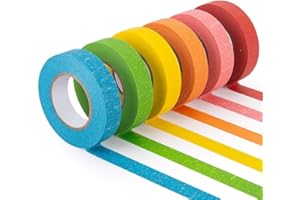 BETYBEDY Colored Masking Tape, 6 Rolls of 21.87 Yards×0.59 Inch Crafts Labeling Paper Tape, Colorful Marking Painters Tape for DIY Art Supplies, Home Decoration, Office or Teaching Supplies, Classification.