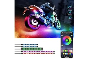 Sxlofty 6 Pcs Motorcycle LED Light Kits, App Control Multicolor Waterproof Motorcycle LED Strip Lights, Music Sync & Multiple Scene Modes RGB LED Lights for Motorcycles, DC 12V