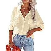 Breezy Lane Button Down Shirt for Women Beach Cover Up Long Sleeve Blouses