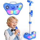 Stand Karaoke Machine Toy for Kids Ages 3-5 4-6 5-7 Christmas Birthday Gifts for 3 4 5 6 7 8 Year Old Boy, Kid Rechargeable Karaoke Microphone with 2 Mics, Bluetooth Speaker Toddlers Boys Party Toys