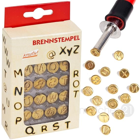 matches21 Brandmalerei Brennstempel Buchstaben M - Z & Sonderzeichen Aufsätze Set 16 STK. Für matches21 Brandmalkolben Sets