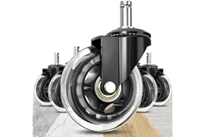 Soontrans Office Chair Wheels 10mm Stem, Compatible with IKEA Chairs ONLY, 3/8" Replacement Rubber Chair Casters, Set of 5, Desk Chair Caster Wheels Protection for Hardwood Floors Carpet