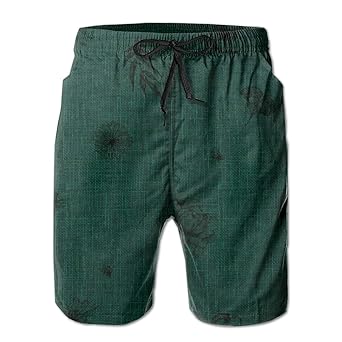 Grün gewebte Blumen Herren Shorts Casual Classic Fit Kordelzug Sommer Strand Shorts Beachwear Sommer Urlaub Badehose