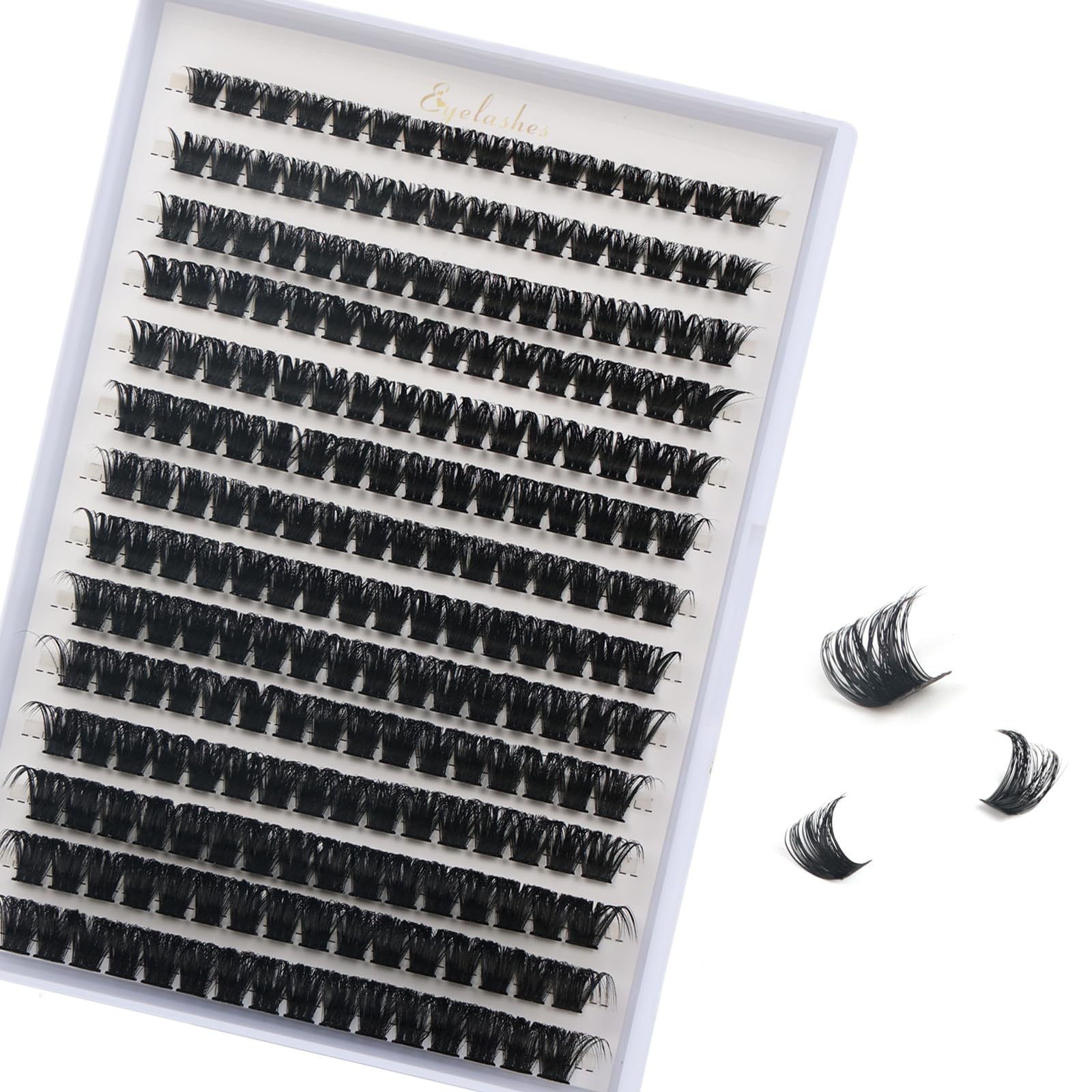 FANDIQ Individual Eyelashes 224PCS Natural Cluster Lashes D Curl Lashes Russian Individual Cluster Eyelashes for Beginners (100D 8-16mm) — image 1