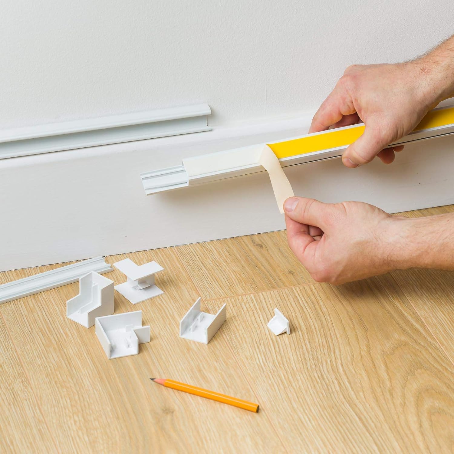 4X 1M White Self Adhesive Cable & Wire Tidy PVC Plastic Electrical Mini Trunking - Image 4