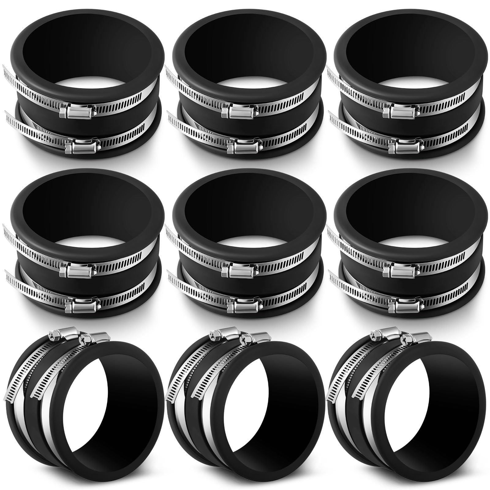 Photo 1 of Minatee Dust Control Flex Cuffs with Stainless Steel Hose Clamps, Flexible PVC Coupling for Plastic and Copper Plumbing Connections, Connector Ports Dust Collection Fittings(4 Inch, 9 Pcs)