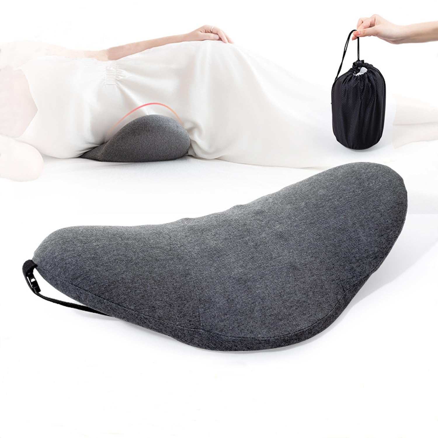 ITODA Lumbar Support Pillow for Sleeping 3D Memory Foam Back Support Pillow Sleeping Pillow Car Seat Office Chair Bed Lumbar Support for Lower Back Pain Relief Pregnancy Relieve Spine and Sciatica