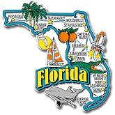 Florida Jumbo State Magnet by Classic Magnets, 4" x 4", Collectible 3D Rubber Vintage-Style Souvenirs and Gifts Made in the USA