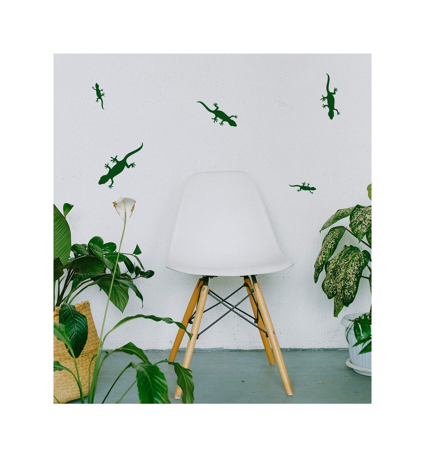 StickerDeen | Gecko Lizard Shape Style Decoration Removable Furniture, Nursery, Bedroom Wall Art Vinyl Decal Stickers Gift | (Pack 26) (Dark Green)
