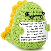 Mini Encouragement Dinosaur Gifts for Women Men Coworker Friends Handmade Crochet Dino for Birthday Cheer Up Inspirational Leaving Farewell Going Away Office Appreciation Gift for Work Bestie Employee