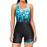 ATTRACO Womens Boyleg Sport One Piece Swimsuit Athletic Swimwear Training Bathing Suit