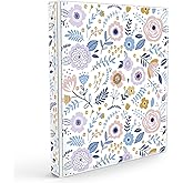 Eyrozill Floral 3 Ring Binder 1 Inch, Decorative Recipe Binders, Client Records with Clear Interior Pockets for Letter-Size(11" x 8.5") Paper, PVC Cover (Floral)