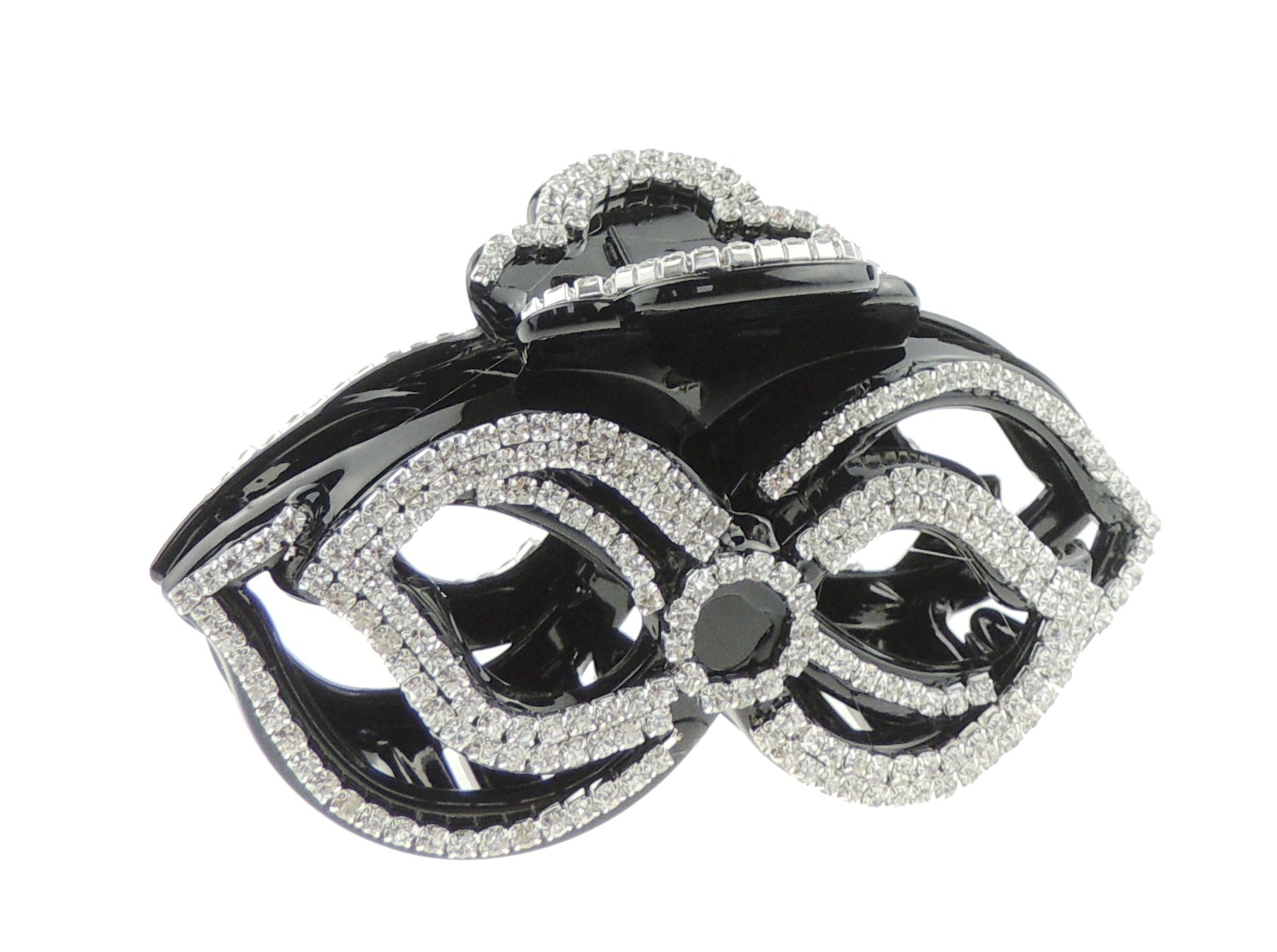 Extra Sparkly Women Girls Crystal Diamante Rhinestone Gems Bridal Wedding Evening Party Styling Fine Thin Hair Accessories Butterfly Claw Jaw Clip Octopus Clamp 9cm Bowtie (Black)