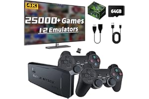 JMAISIU Retro Game Console Stick, 64G Nostalgia Game Stick with 20000+ Video Games, 9 Emulator Console Plug and Play for TV, Retro Play Compatible with Arcade/Maze, 4K HD Output, 2.4GHz Wireless Controllers