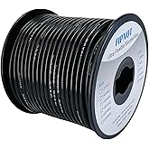 FIPNOT 14 Gauge Silicone Wire - 100ft Black Spool, Extra Flexible 14 AWG Stranded Tinned Copper Wire 200℃ 600V - Automotive, Battery, Solar, Marine
