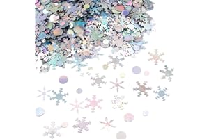 Fyeoxle 1500PCS Laser Silver Snowflakes Confetti Winter Wedding Confetti Xmas Table Decorations Snowflake Party Confetti Sequins for Frozen Themed Birthday New Year Party Supplies