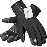 EMITGLAM Winter Gloves - Men & Women - 3M Premium Insulation - Waterproof - Ski Gloves - Touchscreen Fingers - Windproof & Thermal - Unisex-Adults - Skiing - Green, White
