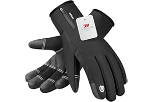 EMITGLAM Winter Gloves - Men & Women - 3M Premium Insulation - Waterproof - Ski Gloves - Touchscreen Fingers - Windproof & Thermal - Unisex-Adults - Skiing - Green, White