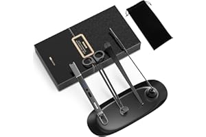 RONXS 5 in 1 Candle Accessory Set, Candle Wick Trimmer Cutter, Candle Electric Lighter, Candle Snuffer Extinguisher, Wick Dipper，Storage Tray Plate for Candle Lovers, Gift for Her (Black)