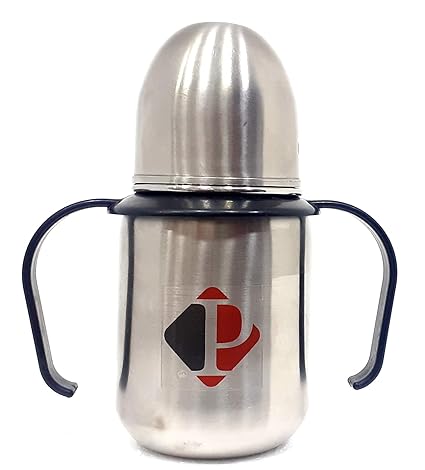 POPULAR New-Born Infant 2 in 1 Sipper + Feeding Full Stainless Steel No Spill spout 200 ML