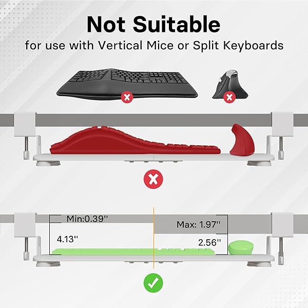 BONTEC KMT01 UNDER DESK KEYBOARD TRAY, PULL-OUT KEYBOARD & MOUSE PLATFORM WITH C-CLAMP, 25.6 X 11.8 IN SPACE-SAVING ERGONOMIC SLIDE-OUT DRAWER, WHITE