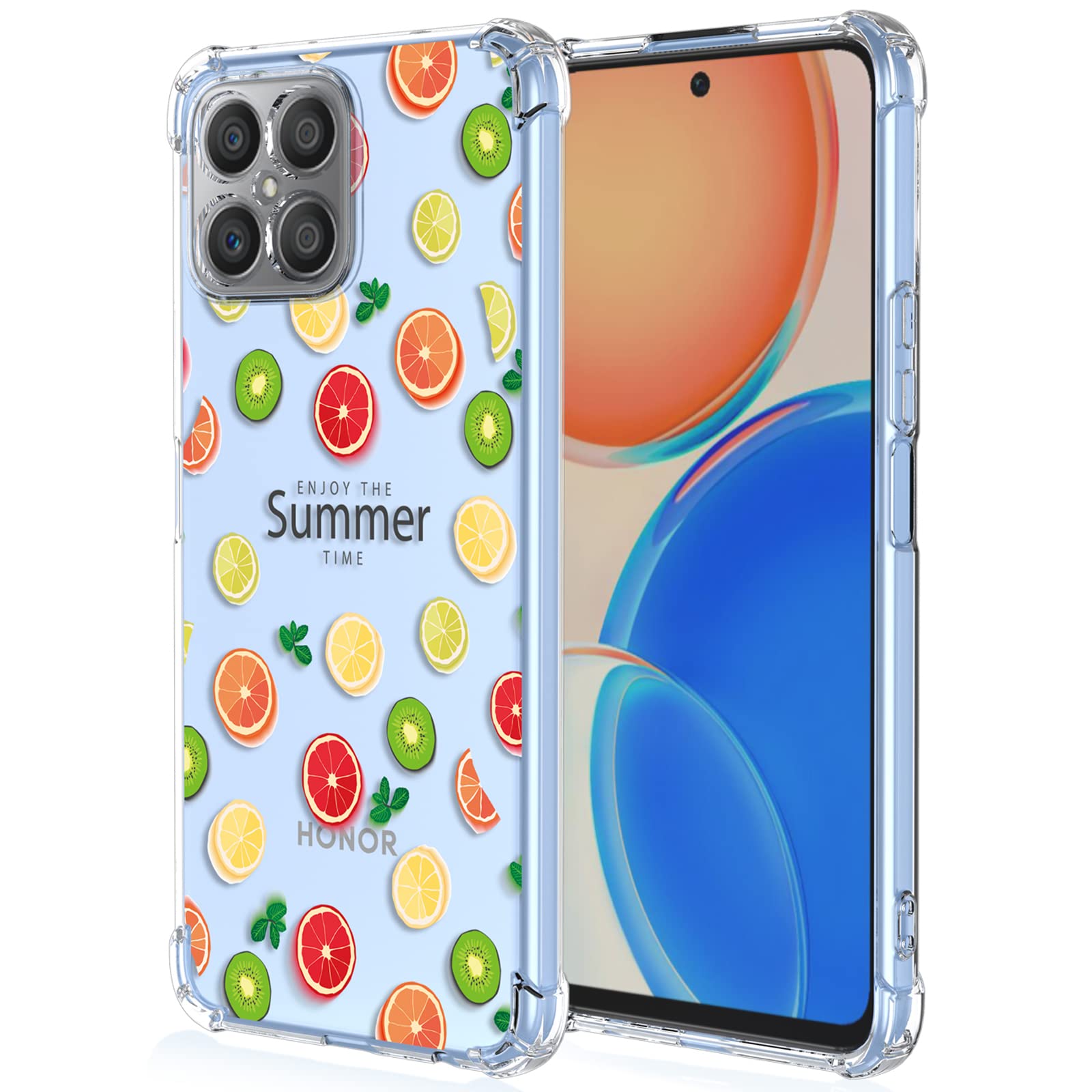 XINYEXIN Case for Honor X8, Painting Flower Pattern Clear Case Soft TPU Silicone Case Slim Shockproof Bumper Girl Women Phone Cover - Summer