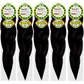RastAfri Freed'm Silky Braid 24 Inch Pre-Stretched Braiding Hair | 100% Afrelle Modacrylic Fiber from Kanekalon | Soft Lightweight Hair for Box Braids &amp; Twists, #1 Jet Black - 5 Pack