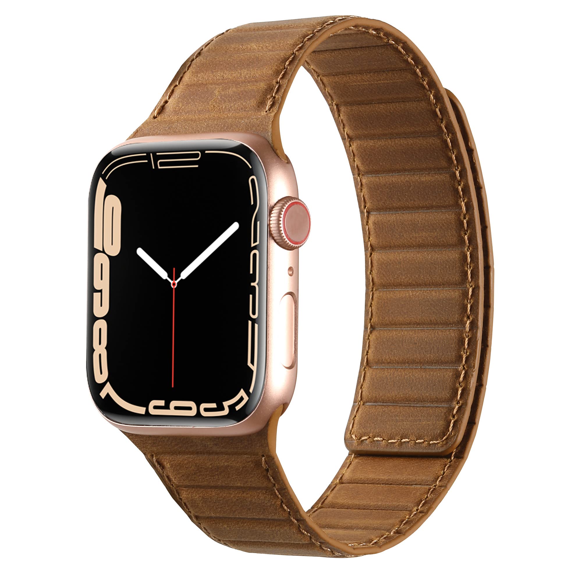 INI Compatible With Watch Band 100% Full Grain Leather Magnetic Link For Ultra 2 Series 10 9 8 7 6 5 4 3 SE Size 42mm 41mm 40mm 38mm For Men Women