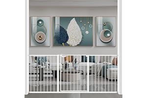 WAOWAO Triple Lock Baby Gate Extra Wide 67.32-72.04" Pressure Mounted Walk Through Swing Auto Close Safety White Metal Dog Pet Puppy Cat for Stairs,Doorways,Kitchen