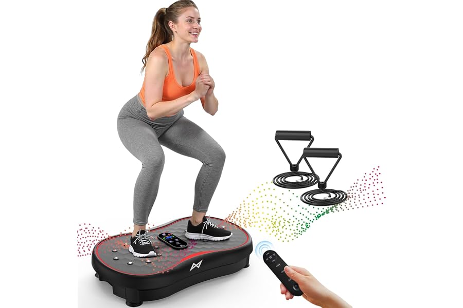 AXV Vibration Plate Exercise Machine Fitness Platform Body Vibrating Board | Curved Design 200W Powerful Oscillating 120 Leve