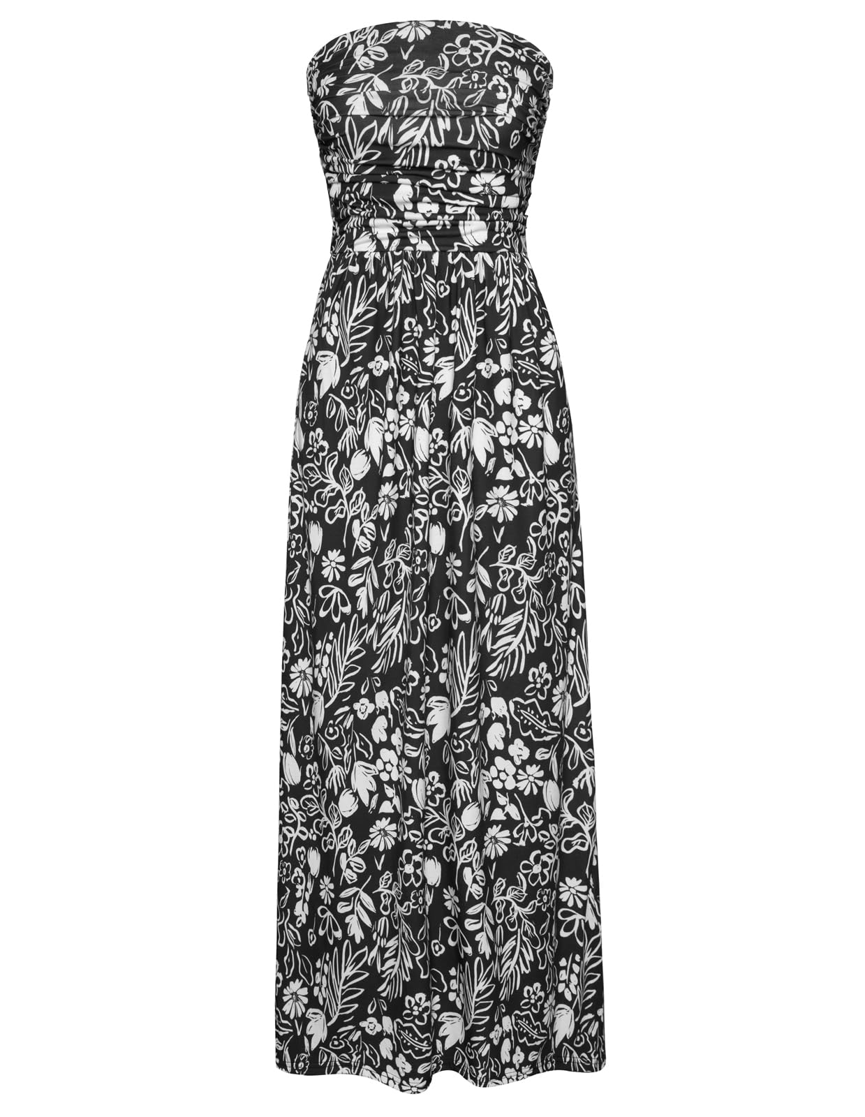 Women's 2024 Summer Bohemian Floral Printed Strapless Beach Party Long Maxi Dress Image