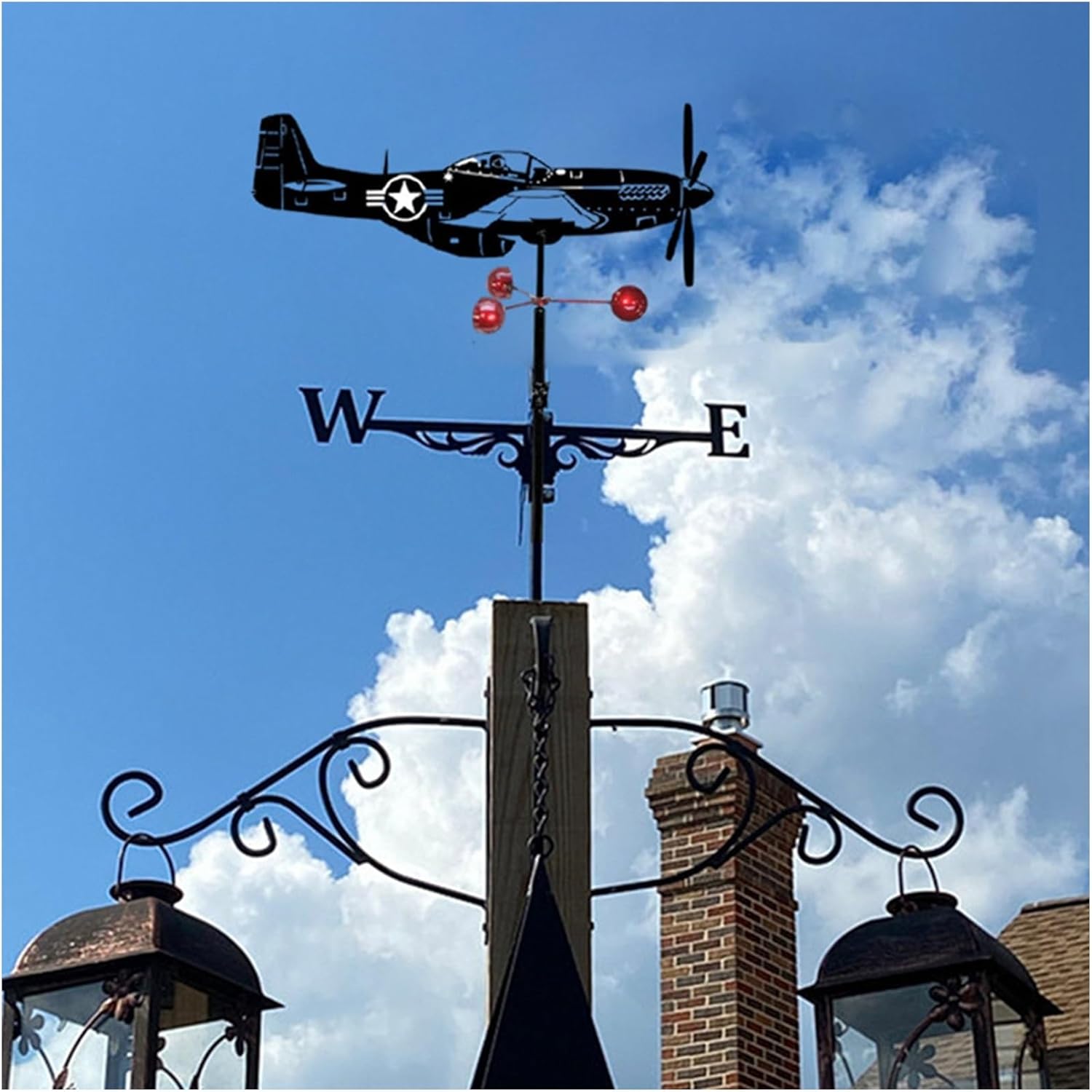 Weathervanes - Airplane Weathervane - 2023 New Airplane Wind Spinner Metal Airplane Weathervane, Handmade Airplane Weathervanes Windmill, Outdoor Weathervanes Decor Gift for Flight Lovers (E)