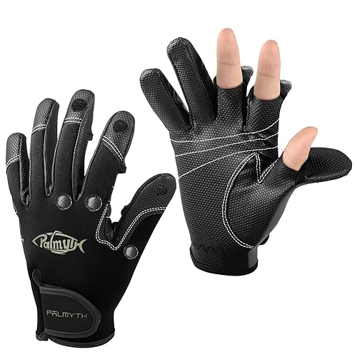 Palmyth Neoprene Fishing Gloves for Men and Women Cut Fingers