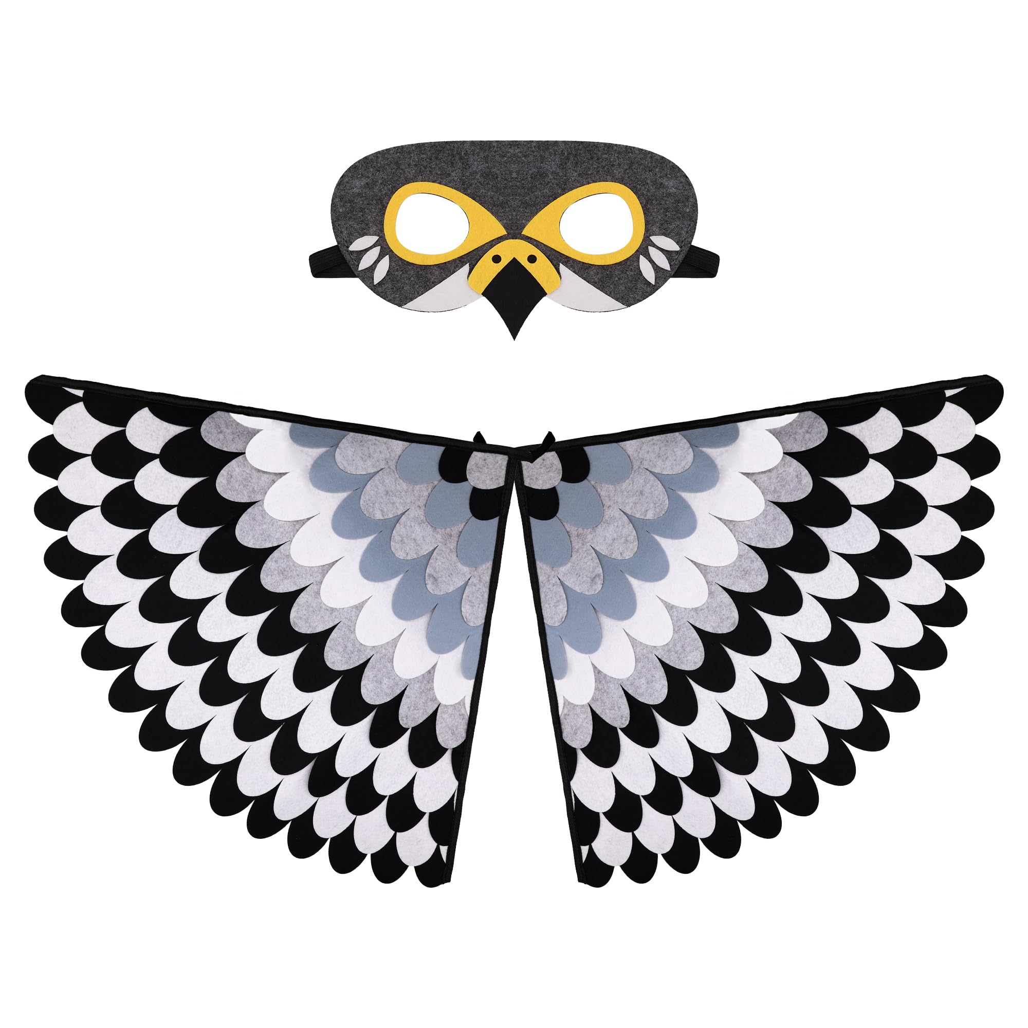 TOPWAYS Felt Falcon Capes Wings and Masks, Pigeon Bird Costume for Kids Perform, Fairy Bird Fancy Dress Up Party Favors School Play Costumes