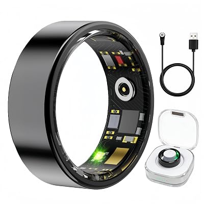 Aoyool Smart Ring Health & Fitness Tracker for Men & Women, Heart Rate, SPO₂, Sleep & Activity Monitoring, IP68 Waterproof, Long Battery Life, Family Care Mode, No Subscription Fee (Black, 10)